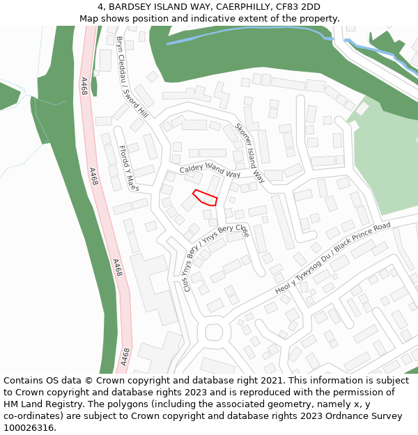 4, BARDSEY ISLAND WAY, CAERPHILLY, CF83 2DD: Location map and indicative extent of plot