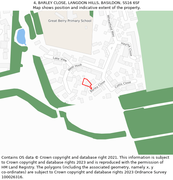 4, BARLEY CLOSE, LANGDON HILLS, BASILDON, SS16 6SF: Location map and indicative extent of plot