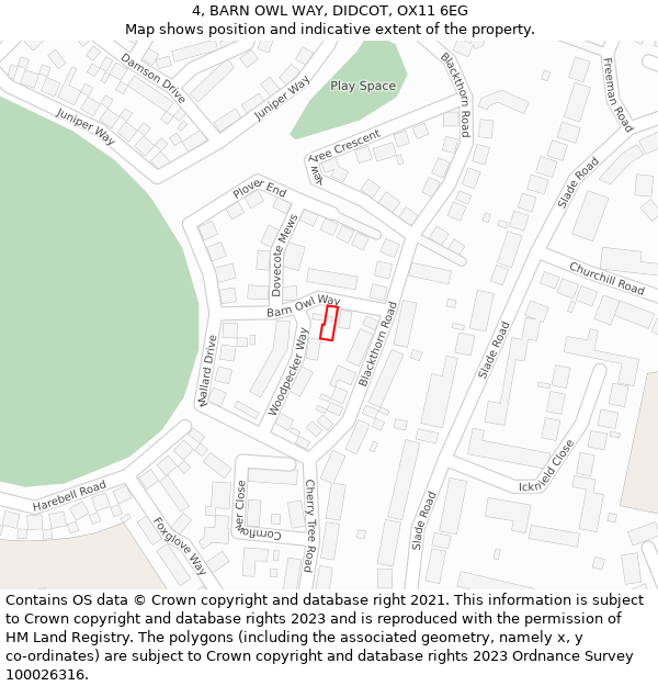 4, BARN OWL WAY, DIDCOT, OX11 6EG: Location map and indicative extent of plot