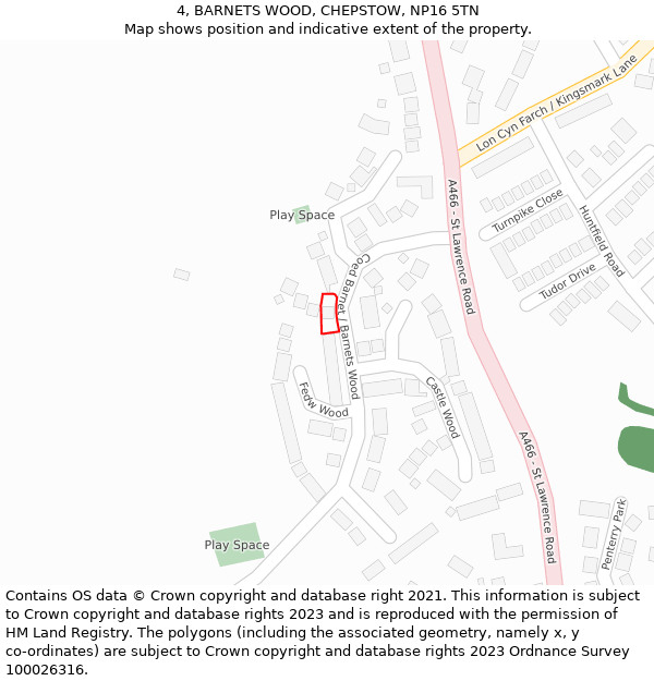 4, BARNETS WOOD, CHEPSTOW, NP16 5TN: Location map and indicative extent of plot