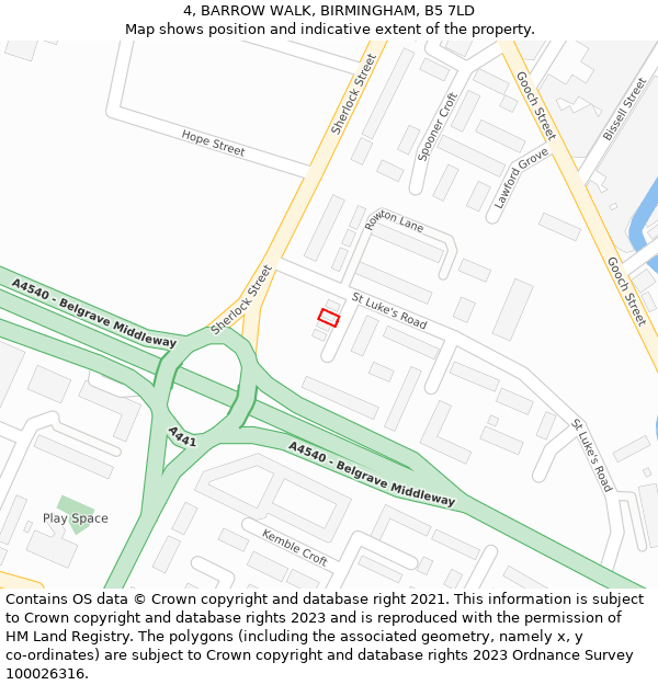 4, BARROW WALK, BIRMINGHAM, B5 7LD: Location map and indicative extent of plot