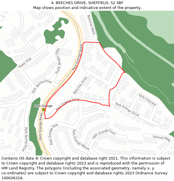 4, BEECHES DRIVE, SHEFFIELD, S2 3BF: Location map and indicative extent of plot