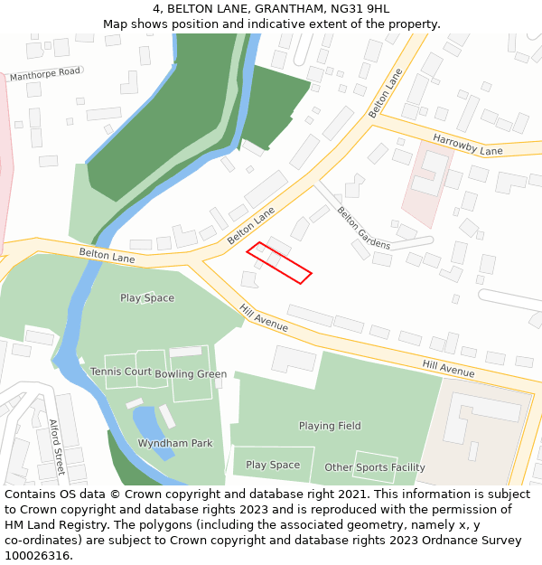 4, BELTON LANE, GRANTHAM, NG31 9HL: Location map and indicative extent of plot