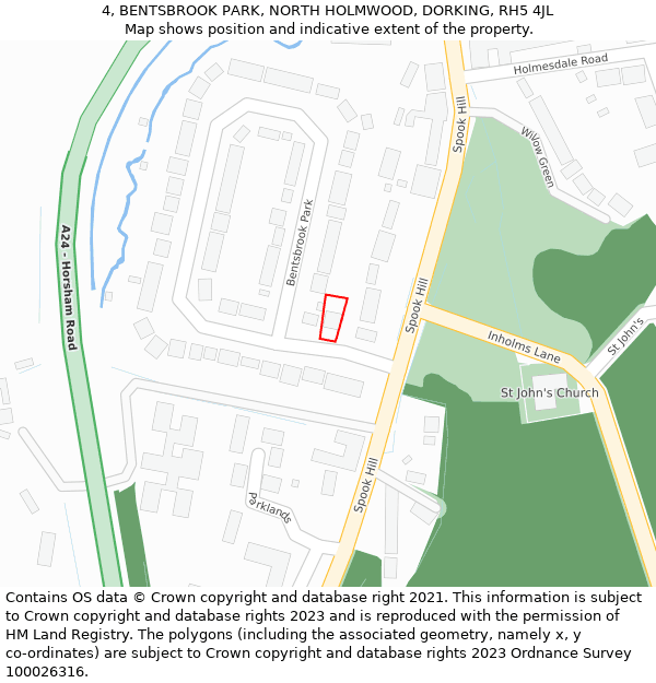 4, BENTSBROOK PARK, NORTH HOLMWOOD, DORKING, RH5 4JL: Location map and indicative extent of plot