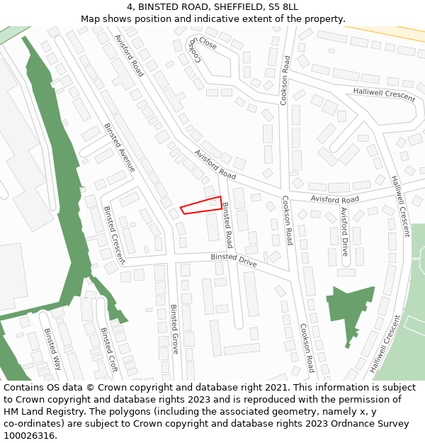4, BINSTED ROAD, SHEFFIELD, S5 8LL: Location map and indicative extent of plot