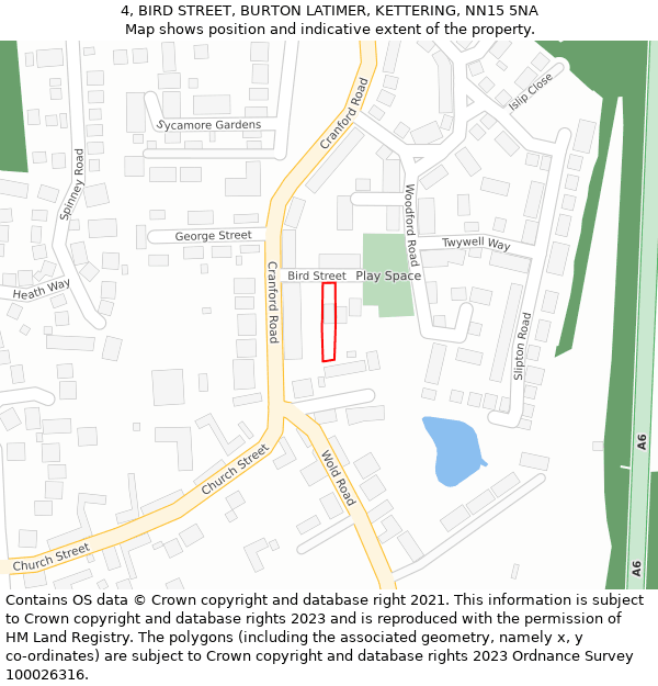 4, BIRD STREET, BURTON LATIMER, KETTERING, NN15 5NA: Location map and indicative extent of plot