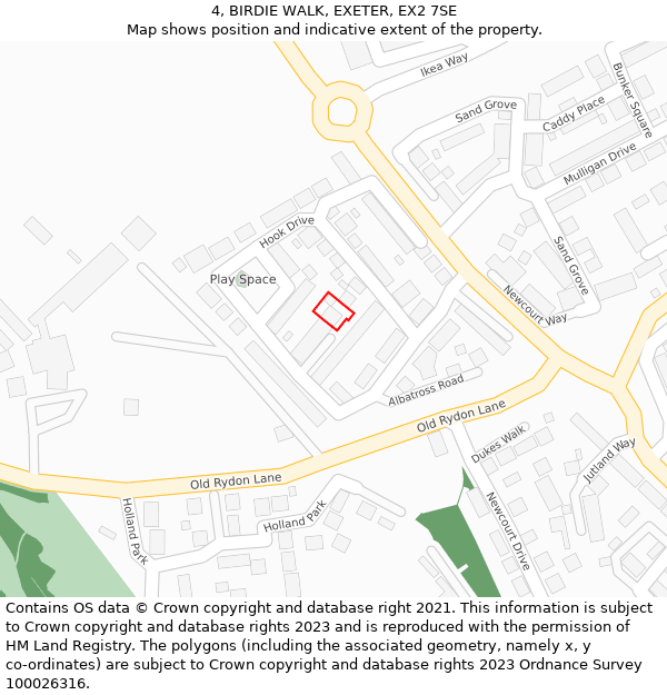 4, BIRDIE WALK, EXETER, EX2 7SE: Location map and indicative extent of plot