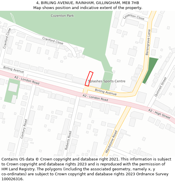 4, BIRLING AVENUE, RAINHAM, GILLINGHAM, ME8 7HB: Location map and indicative extent of plot