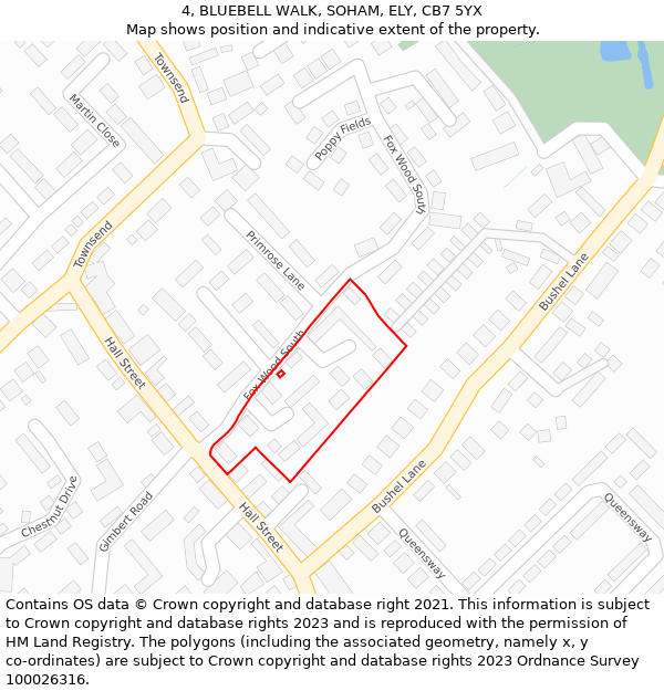 4, BLUEBELL WALK, SOHAM, ELY, CB7 5YX: Location map and indicative extent of plot