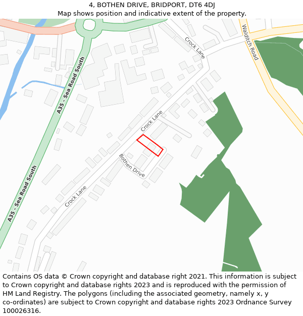 4, BOTHEN DRIVE, BRIDPORT, DT6 4DJ: Location map and indicative extent of plot