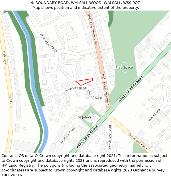 4, BOUNDARY ROAD, WALSALL WOOD, WALSALL, WS9 9QZ: Location map and indicative extent of plot