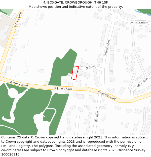4, BOXGATE, CROWBOROUGH, TN6 1SF: Location map and indicative extent of plot