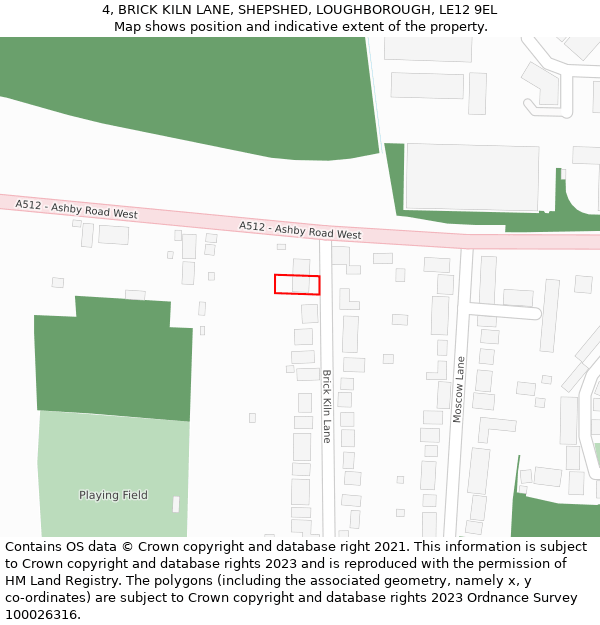 4, BRICK KILN LANE, SHEPSHED, LOUGHBOROUGH, LE12 9EL: Location map and indicative extent of plot