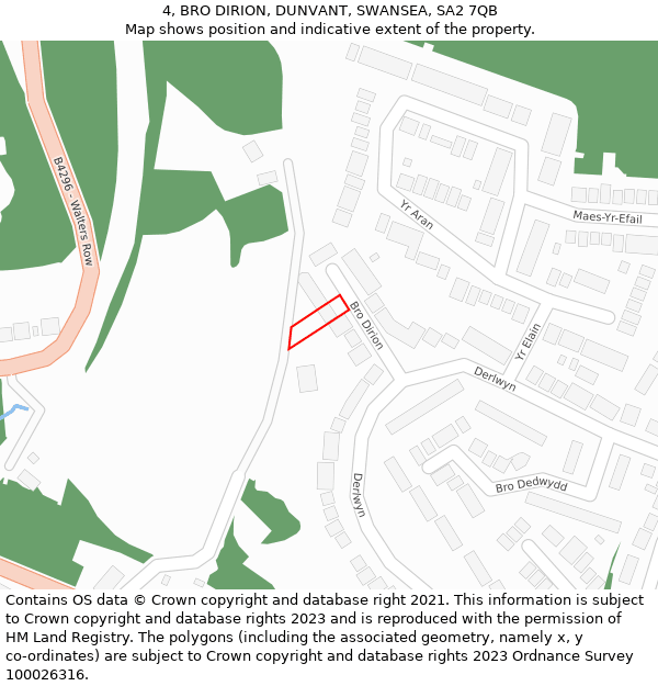 4, BRO DIRION, DUNVANT, SWANSEA, SA2 7QB: Location map and indicative extent of plot