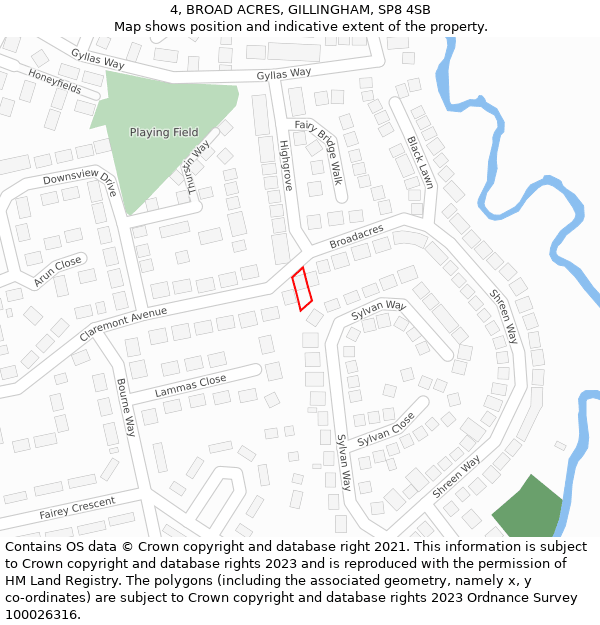 4, BROAD ACRES, GILLINGHAM, SP8 4SB: Location map and indicative extent of plot