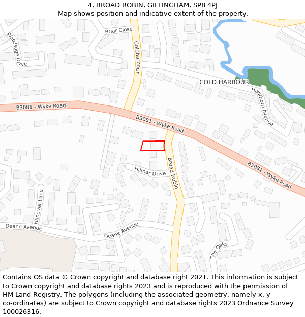 4, BROAD ROBIN, GILLINGHAM, SP8 4PJ: Location map and indicative extent of plot