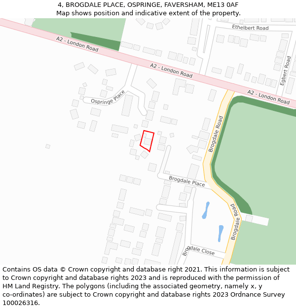 4, BROGDALE PLACE, OSPRINGE, FAVERSHAM, ME13 0AF: Location map and indicative extent of plot