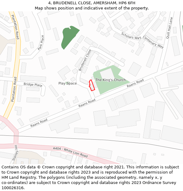 4, BRUDENELL CLOSE, AMERSHAM, HP6 6FH: Location map and indicative extent of plot