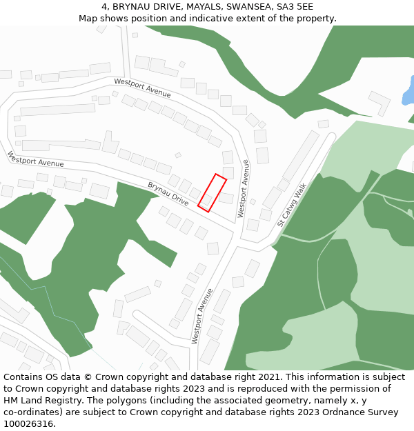 4, BRYNAU DRIVE, MAYALS, SWANSEA, SA3 5EE: Location map and indicative extent of plot