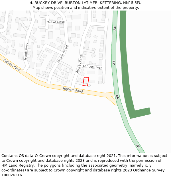 4, BUCKBY DRIVE, BURTON LATIMER, KETTERING, NN15 5FU: Location map and indicative extent of plot