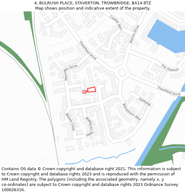 4, BULRUSH PLACE, STAVERTON, TROWBRIDGE, BA14 8TZ: Location map and indicative extent of plot