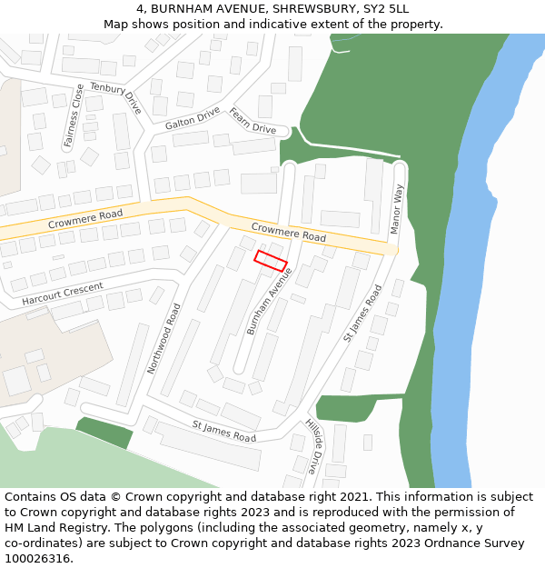 4, BURNHAM AVENUE, SHREWSBURY, SY2 5LL: Location map and indicative extent of plot