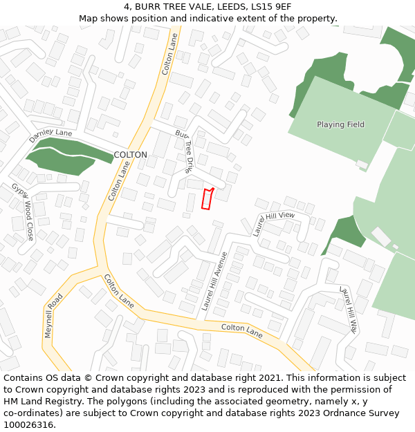 4, BURR TREE VALE, LEEDS, LS15 9EF: Location map and indicative extent of plot