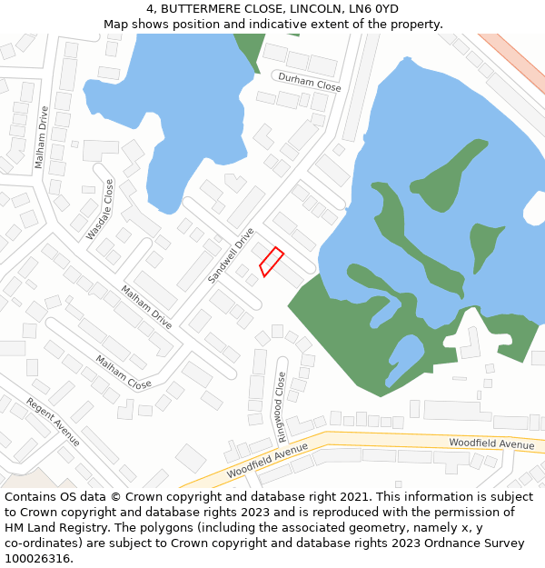 4, BUTTERMERE CLOSE, LINCOLN, LN6 0YD: Location map and indicative extent of plot