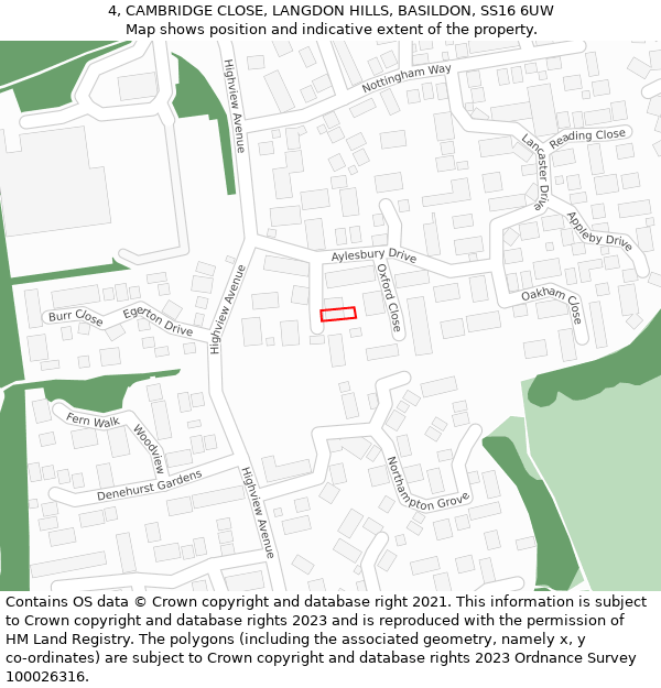 4, CAMBRIDGE CLOSE, LANGDON HILLS, BASILDON, SS16 6UW: Location map and indicative extent of plot