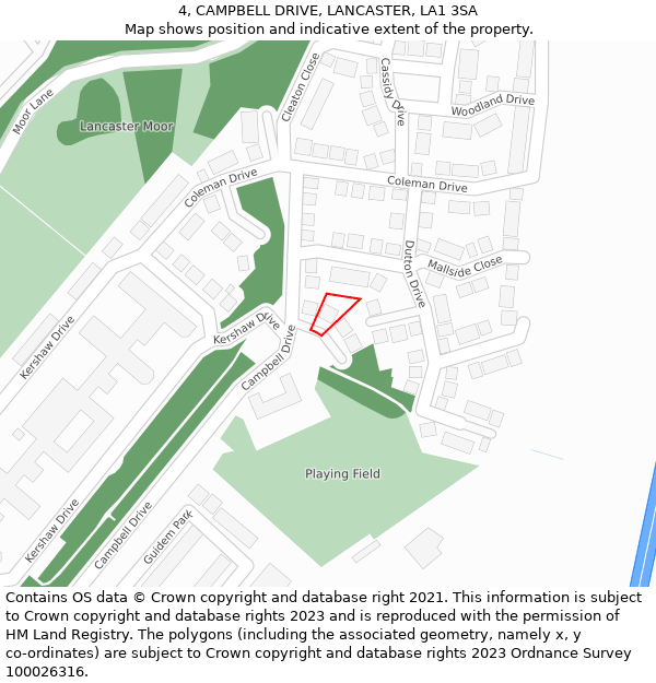 4, CAMPBELL DRIVE, LANCASTER, LA1 3SA: Location map and indicative extent of plot