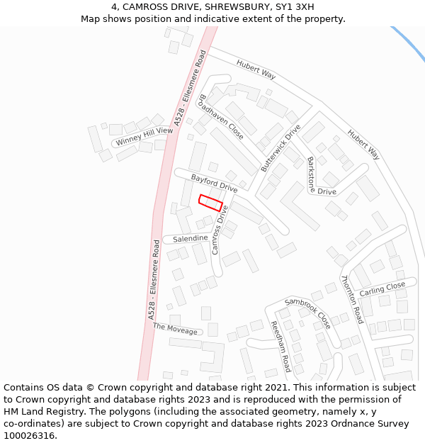 4, CAMROSS DRIVE, SHREWSBURY, SY1 3XH: Location map and indicative extent of plot