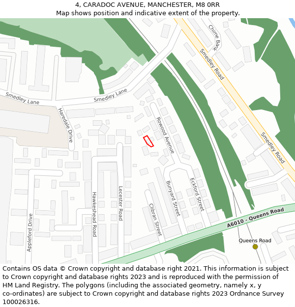 4, CARADOC AVENUE, MANCHESTER, M8 0RR: Location map and indicative extent of plot