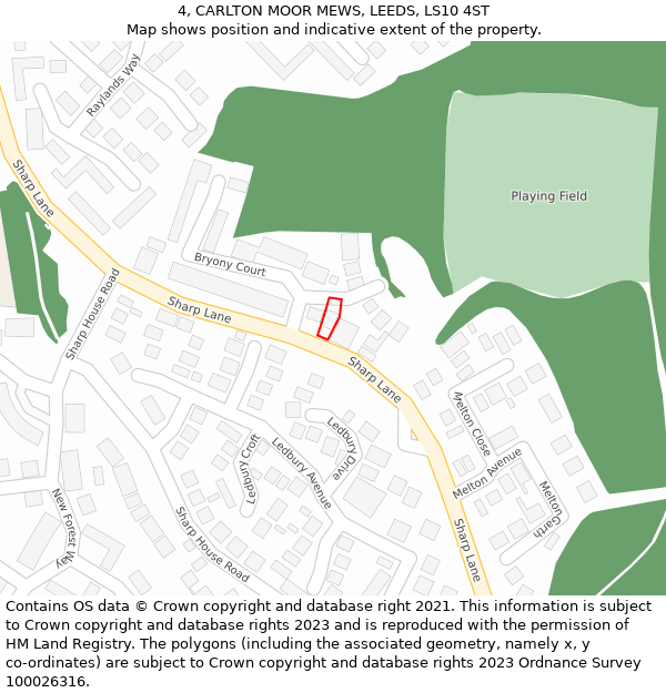 4, CARLTON MOOR MEWS, LEEDS, LS10 4ST: Location map and indicative extent of plot