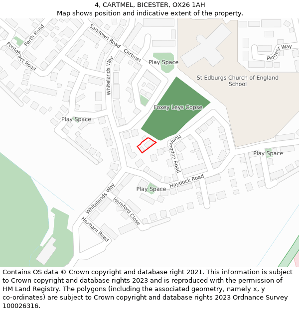 4, CARTMEL, BICESTER, OX26 1AH: Location map and indicative extent of plot