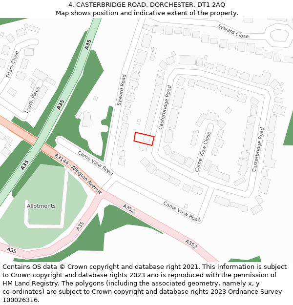 4, CASTERBRIDGE ROAD, DORCHESTER, DT1 2AQ: Location map and indicative extent of plot