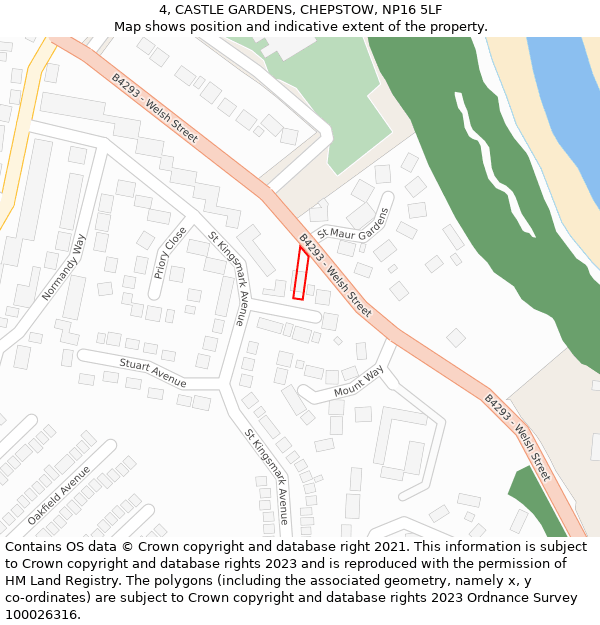 4, CASTLE GARDENS, CHEPSTOW, NP16 5LF: Location map and indicative extent of plot