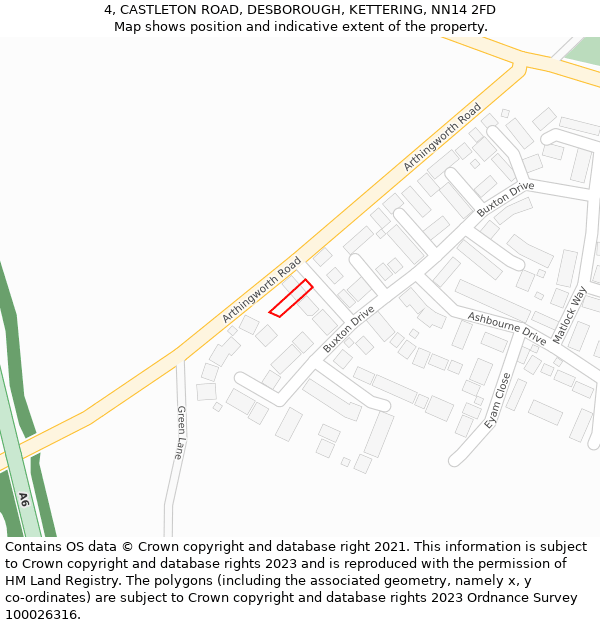 4, CASTLETON ROAD, DESBOROUGH, KETTERING, NN14 2FD: Location map and indicative extent of plot