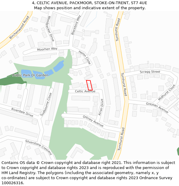 4, CELTIC AVENUE, PACKMOOR, STOKE-ON-TRENT, ST7 4UE: Location map and indicative extent of plot
