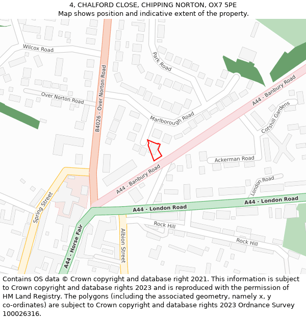 4, CHALFORD CLOSE, CHIPPING NORTON, OX7 5PE: Location map and indicative extent of plot