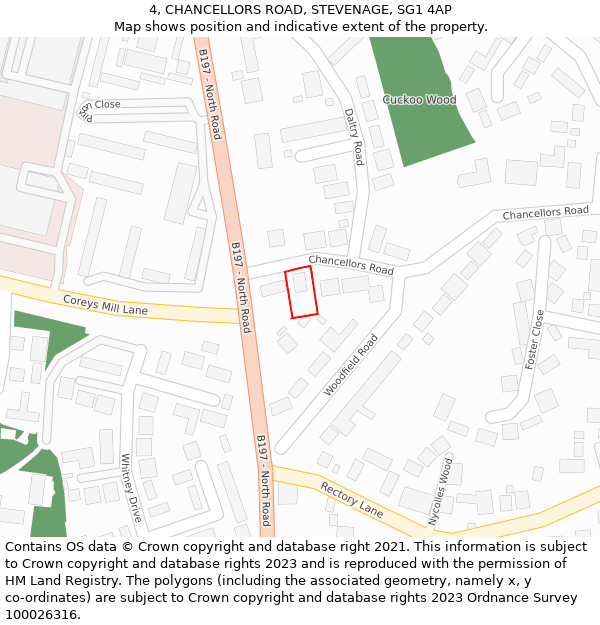 4, CHANCELLORS ROAD, STEVENAGE, SG1 4AP: Location map and indicative extent of plot