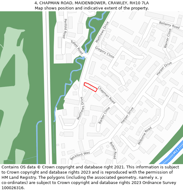 4, CHAPMAN ROAD, MAIDENBOWER, CRAWLEY, RH10 7LA: Location map and indicative extent of plot