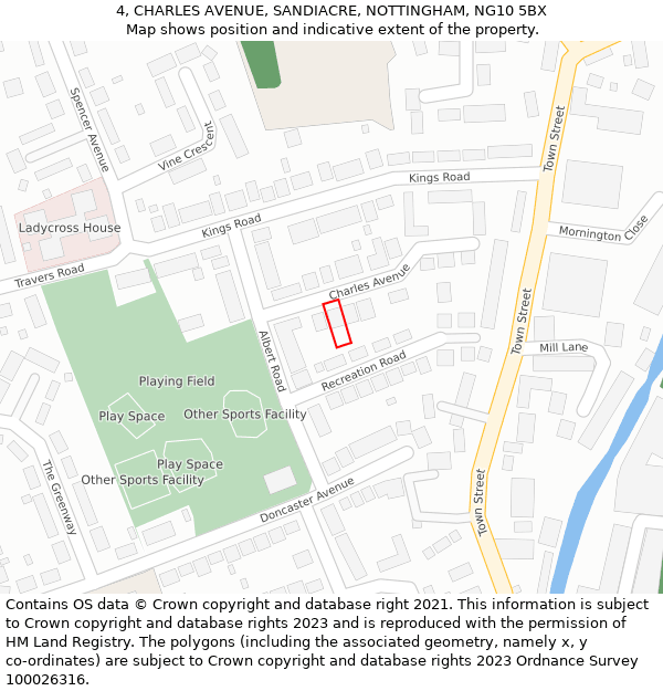 4, CHARLES AVENUE, SANDIACRE, NOTTINGHAM, NG10 5BX: Location map and indicative extent of plot