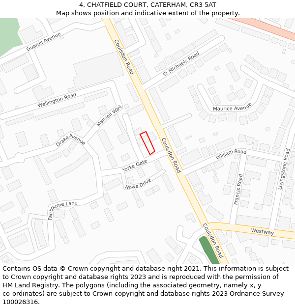 4, CHATFIELD COURT, CATERHAM, CR3 5AT: Location map and indicative extent of plot