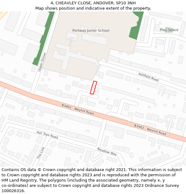 4, CHEAVLEY CLOSE, ANDOVER, SP10 3NH: Location map and indicative extent of plot