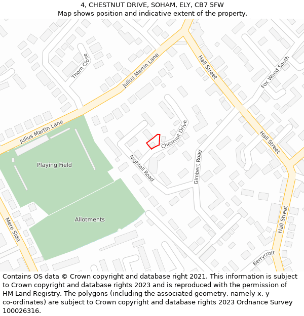 4, CHESTNUT DRIVE, SOHAM, ELY, CB7 5FW: Location map and indicative extent of plot