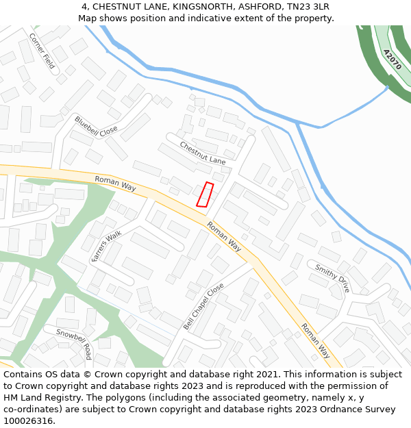 4, CHESTNUT LANE, KINGSNORTH, ASHFORD, TN23 3LR: Location map and indicative extent of plot