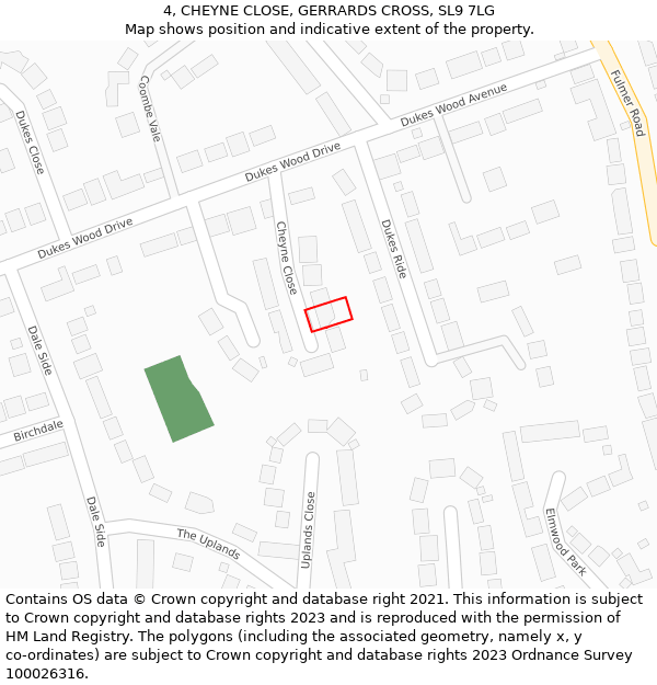 4, CHEYNE CLOSE, GERRARDS CROSS, SL9 7LG: Location map and indicative extent of plot