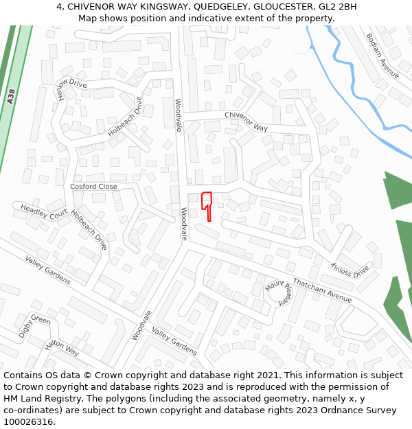 4, CHIVENOR WAY KINGSWAY, QUEDGELEY, GLOUCESTER, GL2 2BH: Location map and indicative extent of plot