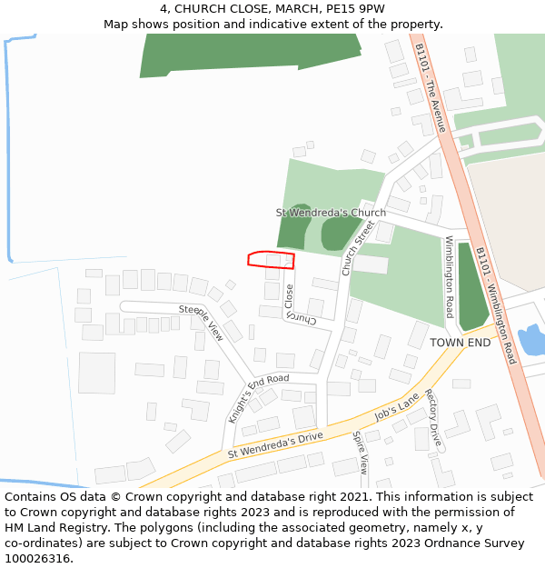 4, CHURCH CLOSE, MARCH, PE15 9PW: Location map and indicative extent of plot