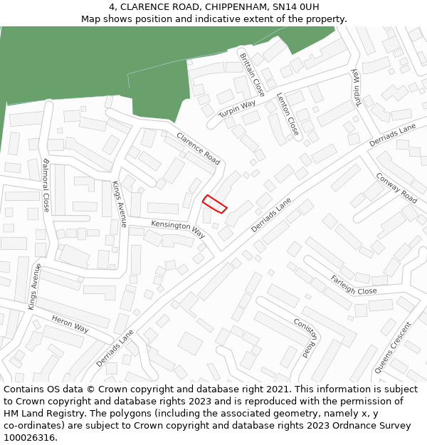 4, CLARENCE ROAD, CHIPPENHAM, SN14 0UH: Location map and indicative extent of plot